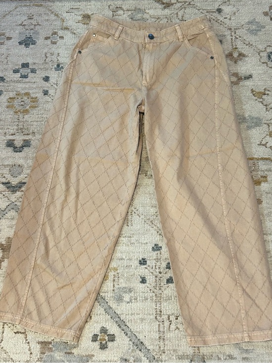 Jolie Denim - Jolie Quilted Beige Barrel Jeans